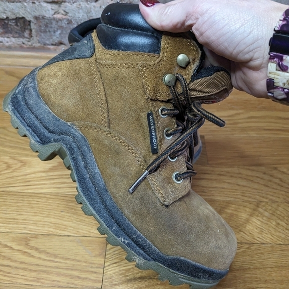 Brahmin Size 5.5 Brown‎ Leather Waterproof Steel Toe Work Boots - Picture 5 of 8